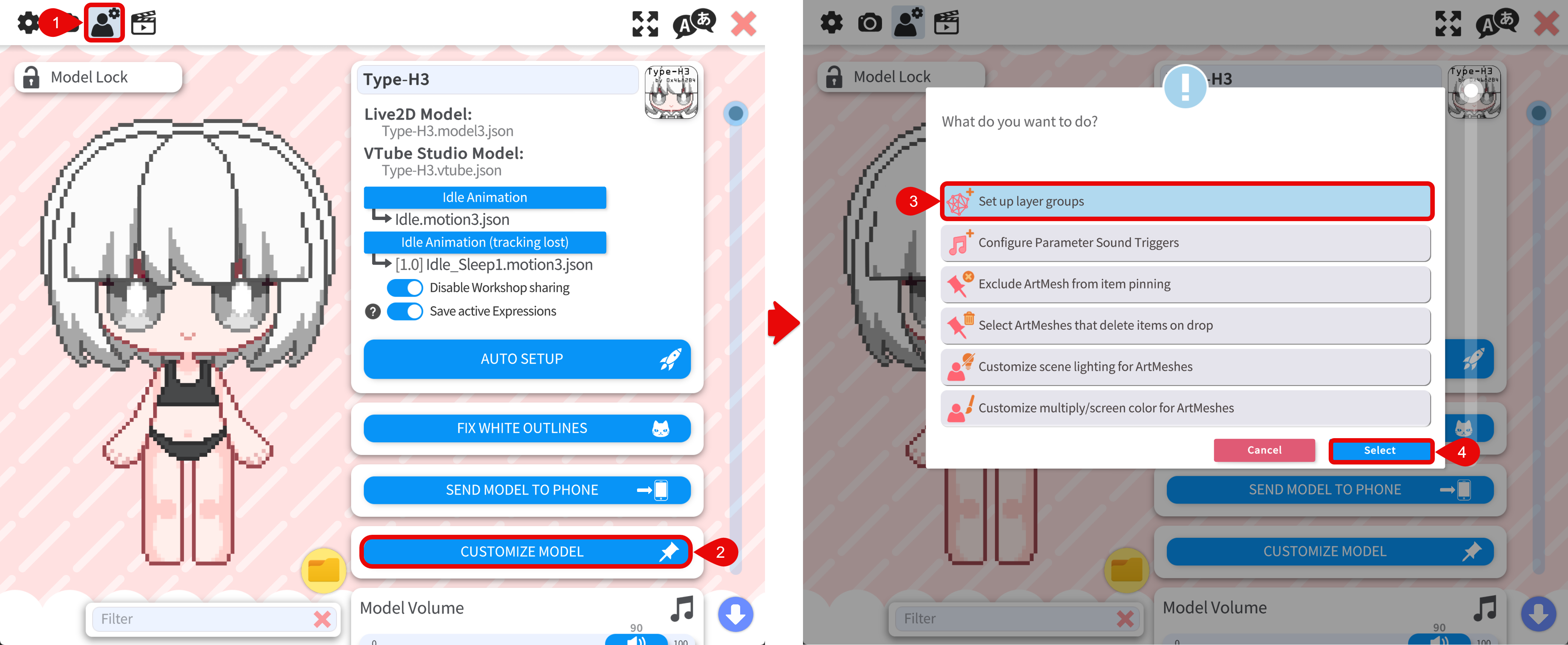 Customize Model: set up layer groups