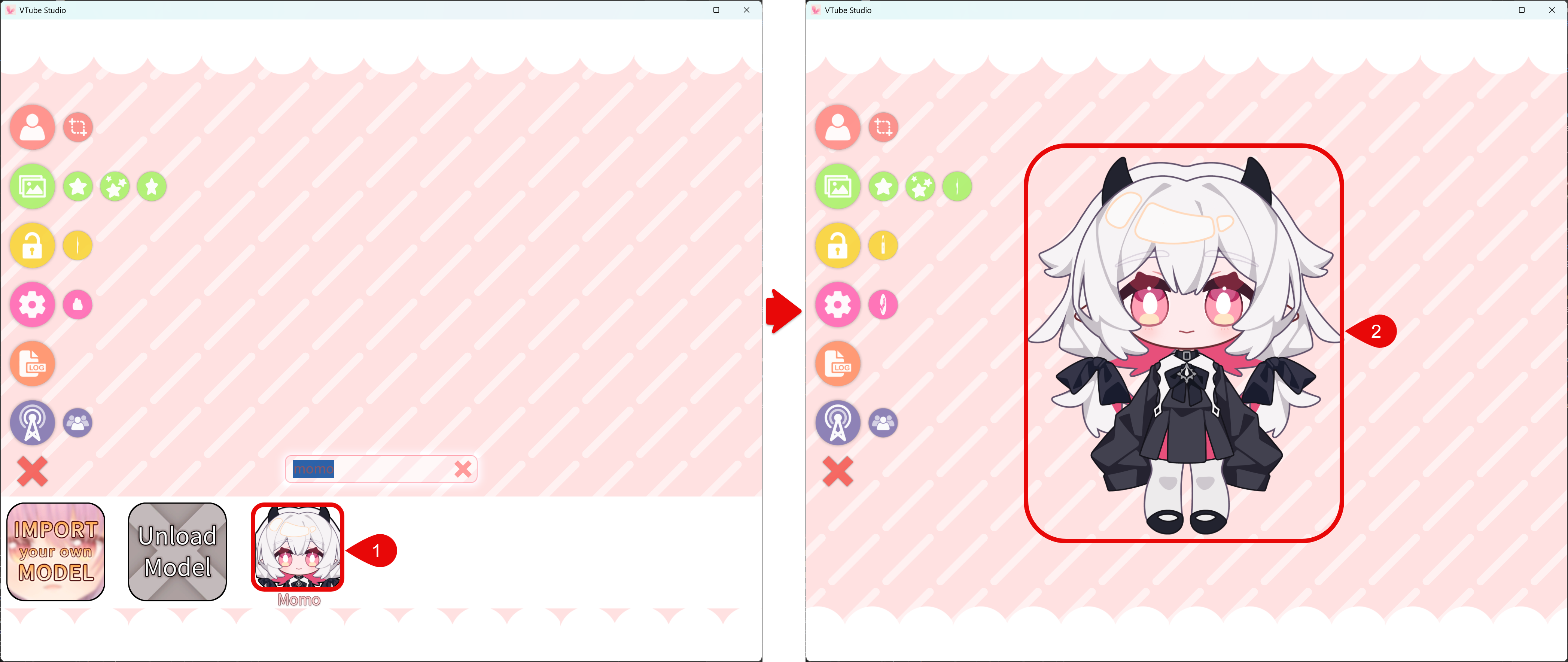 在 VTube Studio 中选择并加载模型